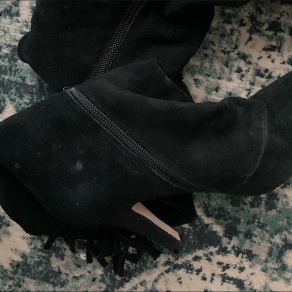 Black Suede Fringe Boots. - Picture 4 of 5